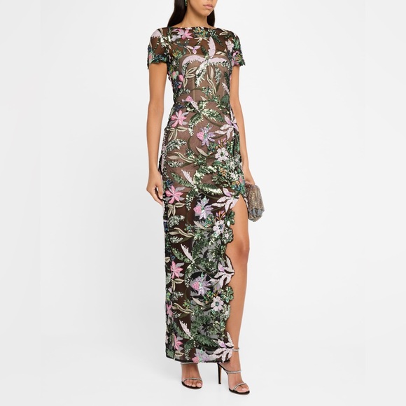NWOT Bronx And Banco Zinna Side-Slit Floral Sequin Gown, XS,S &M available - Picture 3 of 14